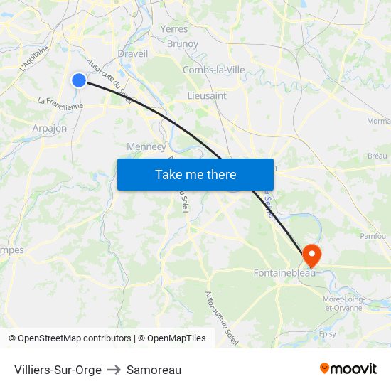 Villiers-Sur-Orge to Samoreau map