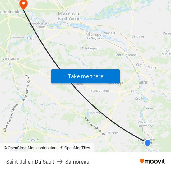 Saint-Julien-Du-Sault to Samoreau map