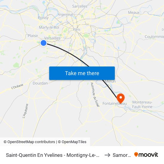 Saint-Quentin En Yvelines - Montigny-Le-Bretonneux to Samoreau map