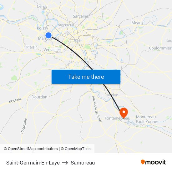 Saint-Germain-En-Laye to Samoreau map