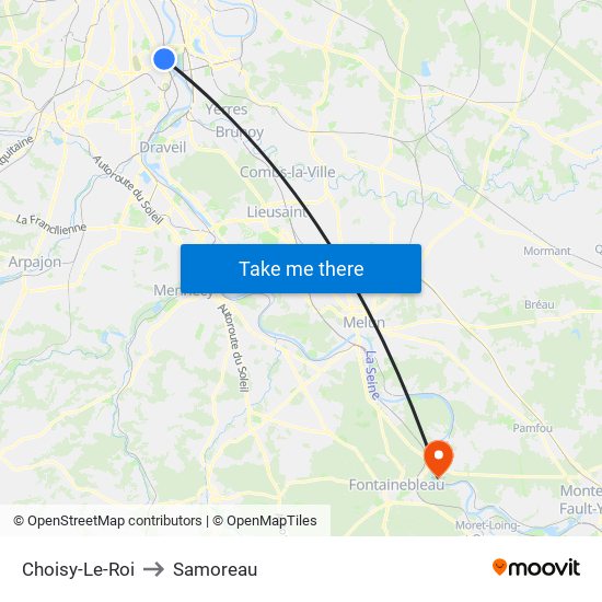 Choisy-Le-Roi to Samoreau map