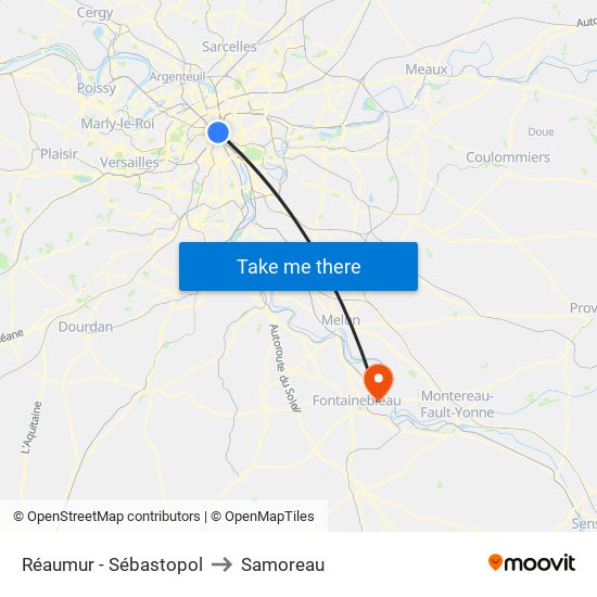 Réaumur - Sébastopol to Samoreau map