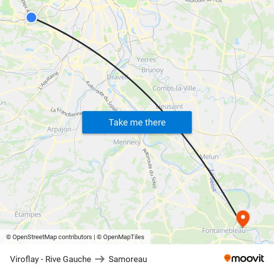 Viroflay - Rive Gauche to Samoreau map
