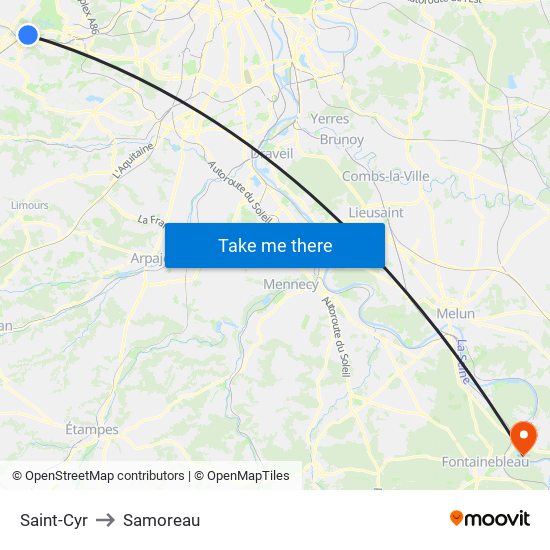 Saint-Cyr to Samoreau map