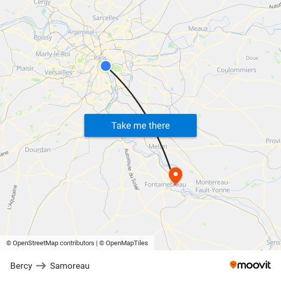 Bercy to Samoreau map