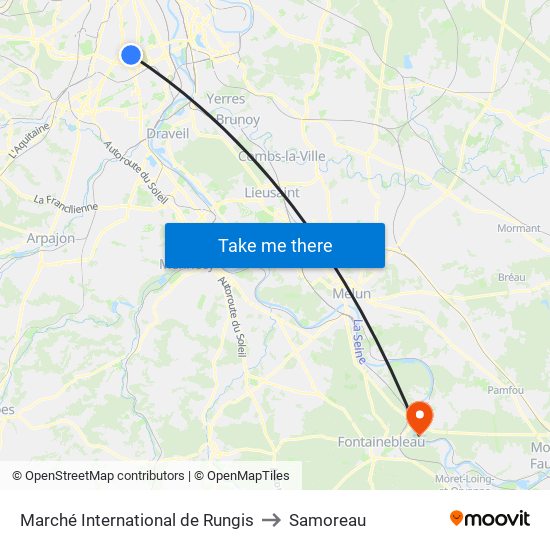 Marché International de Rungis to Samoreau map