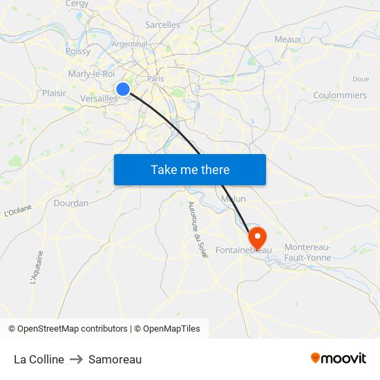 La Colline to Samoreau map