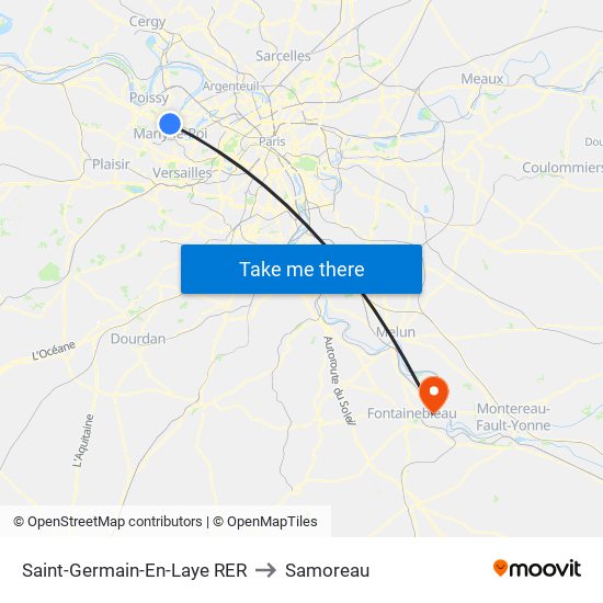 Saint-Germain-En-Laye RER to Samoreau map