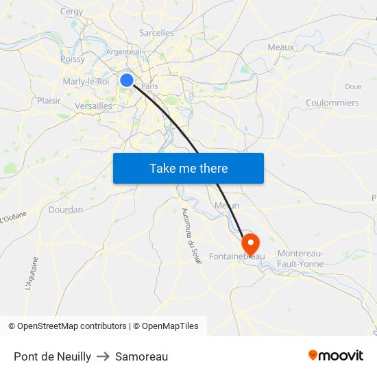 Pont de Neuilly to Samoreau map