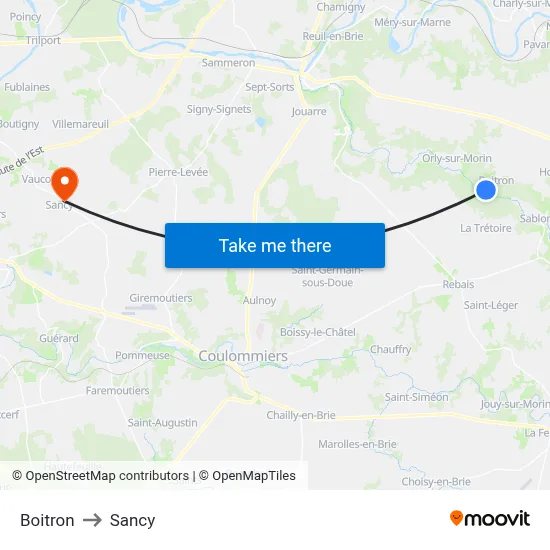 Boitron to Sancy map