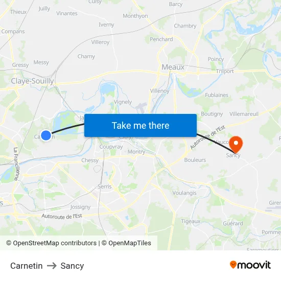 Carnetin to Sancy map