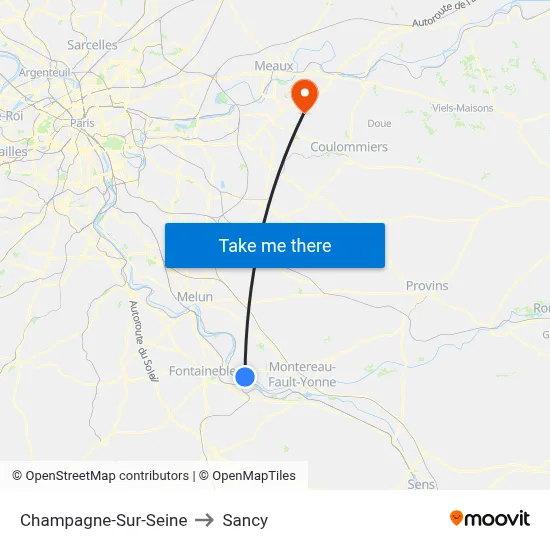 Champagne-Sur-Seine to Sancy map