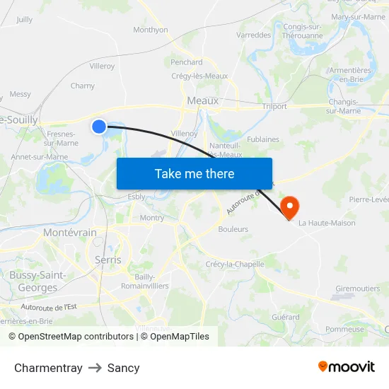 Charmentray to Sancy map