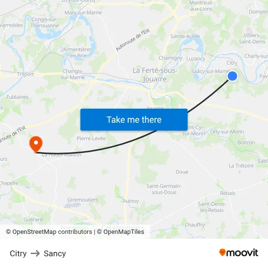 Citry to Sancy map