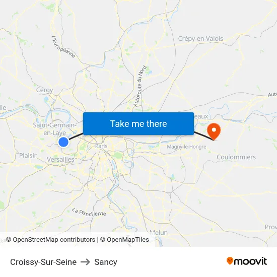 Croissy-Sur-Seine to Sancy map