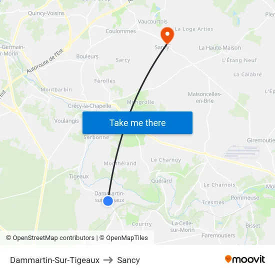 Dammartin-Sur-Tigeaux to Sancy map