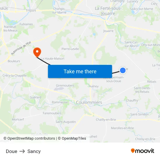 Doue to Sancy map