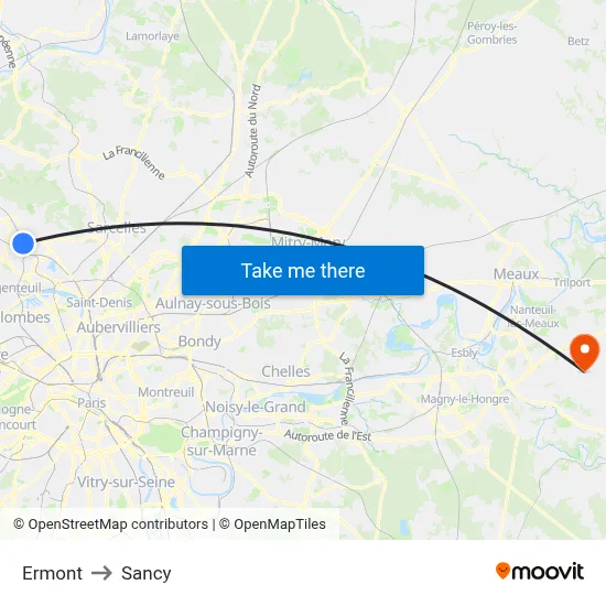 Ermont to Sancy map