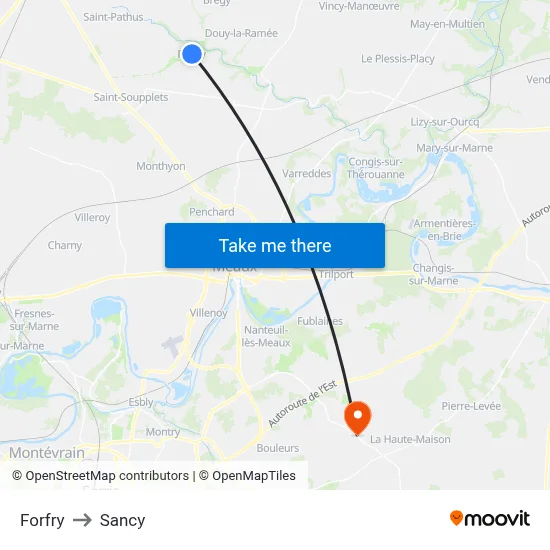 Forfry to Sancy map