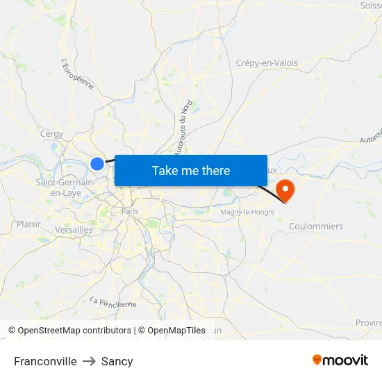 Franconville to Sancy map