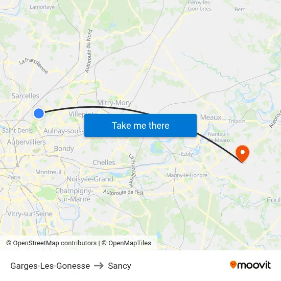 Garges-Les-Gonesse to Sancy map