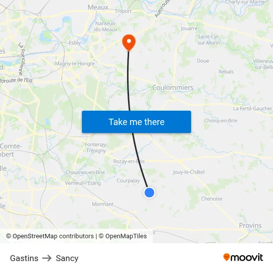 Gastins to Sancy map