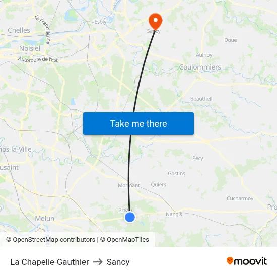 La Chapelle-Gauthier to Sancy map