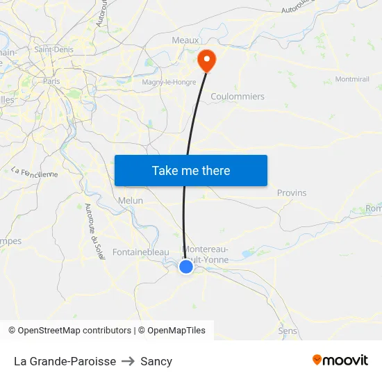 La Grande-Paroisse to Sancy map
