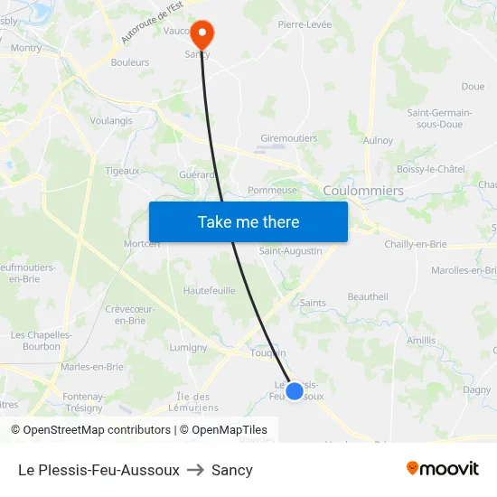 Le Plessis-Feu-Aussoux to Sancy map