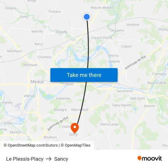 Le Plessis-Placy to Sancy map