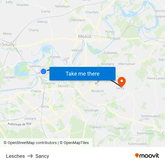 Lesches to Sancy map