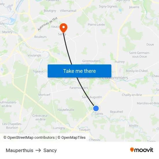 Mauperthuis to Sancy map