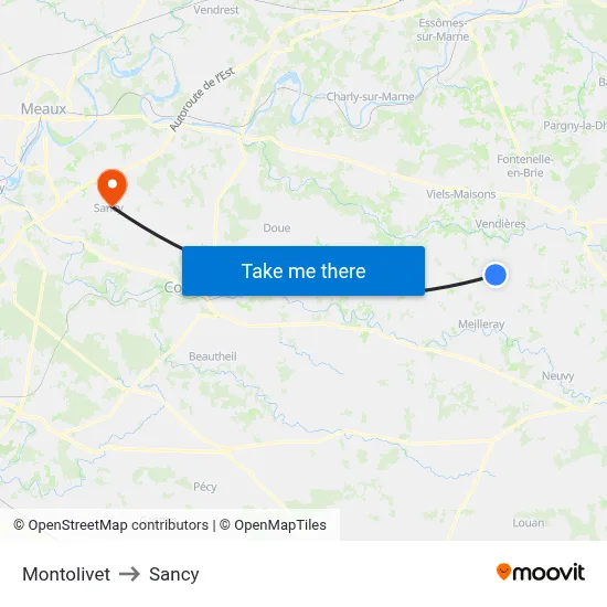 Montolivet to Sancy map