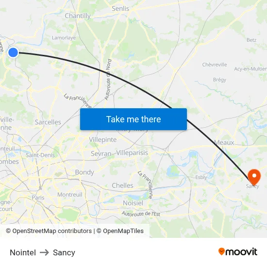 Nointel to Sancy map