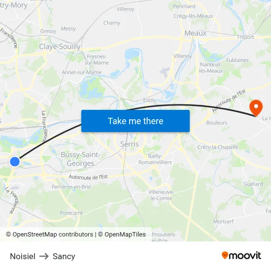 Noisiel to Sancy map