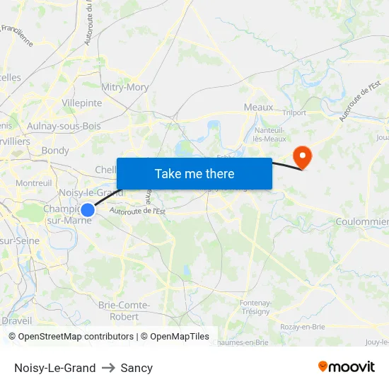 Noisy-Le-Grand to Sancy map