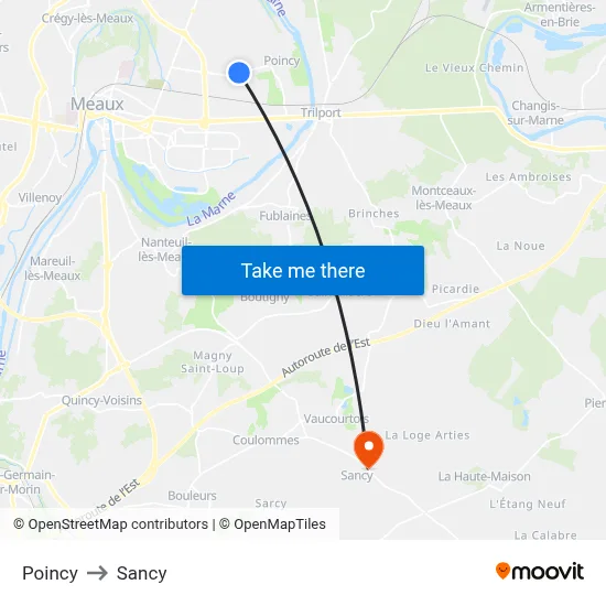 Poincy to Sancy map