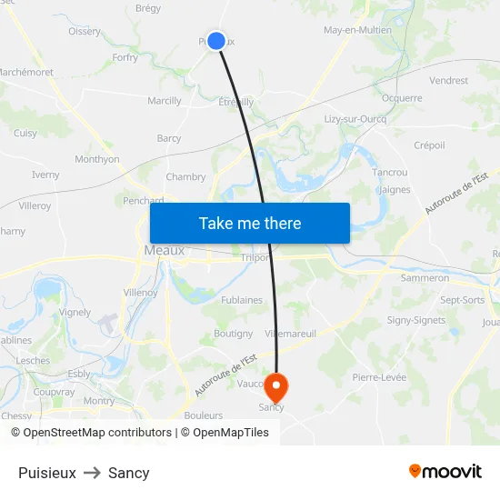Puisieux to Sancy map