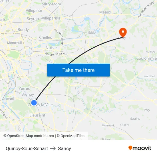 Quincy-Sous-Senart to Sancy map