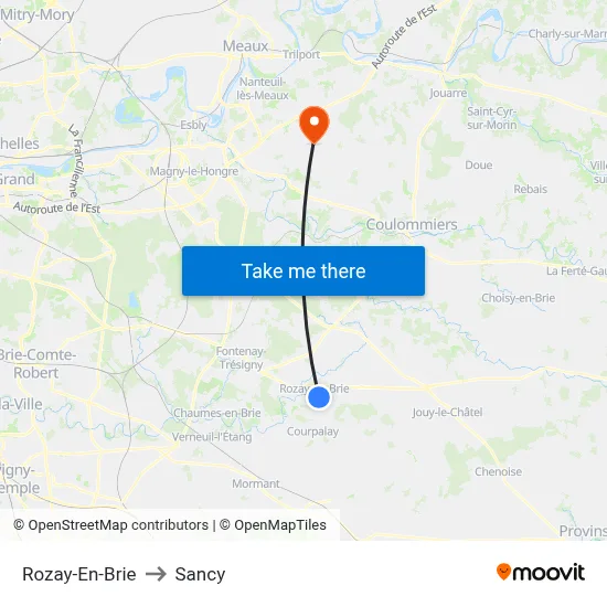 Rozay-En-Brie to Sancy map