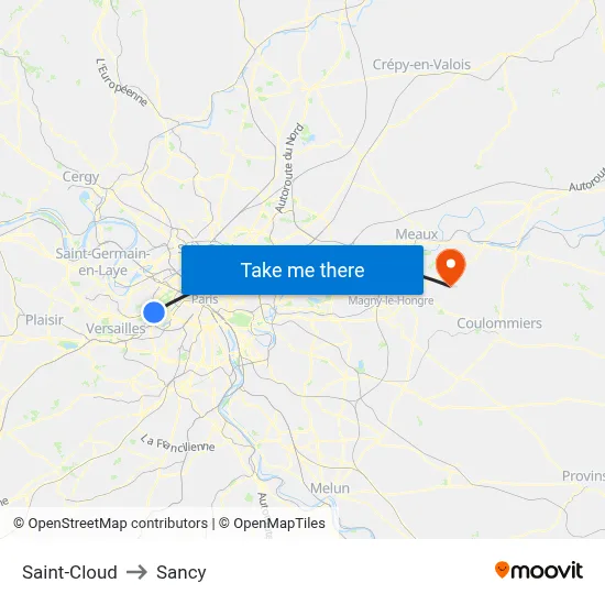 Saint-Cloud to Sancy map