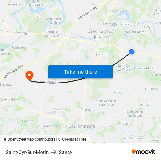 Saint-Cyr-Sur-Morin to Sancy map