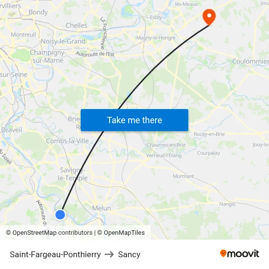Saint-Fargeau-Ponthierry to Sancy map