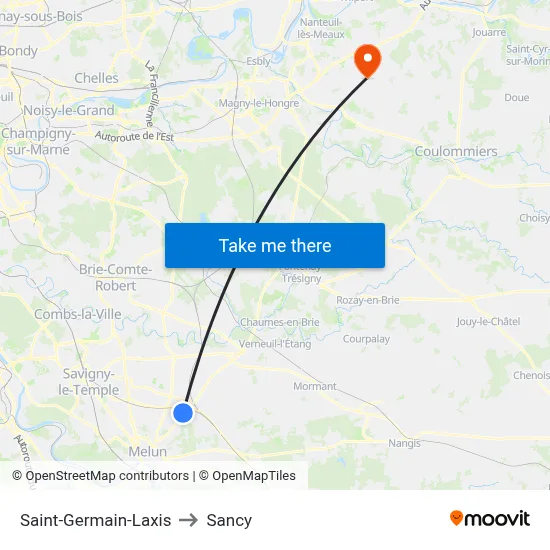 Saint-Germain-Laxis to Sancy map