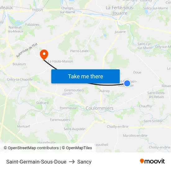 Saint-Germain-Sous-Doue to Sancy map