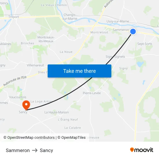 Sammeron to Sancy map