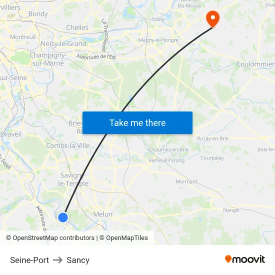 Seine-Port to Sancy map