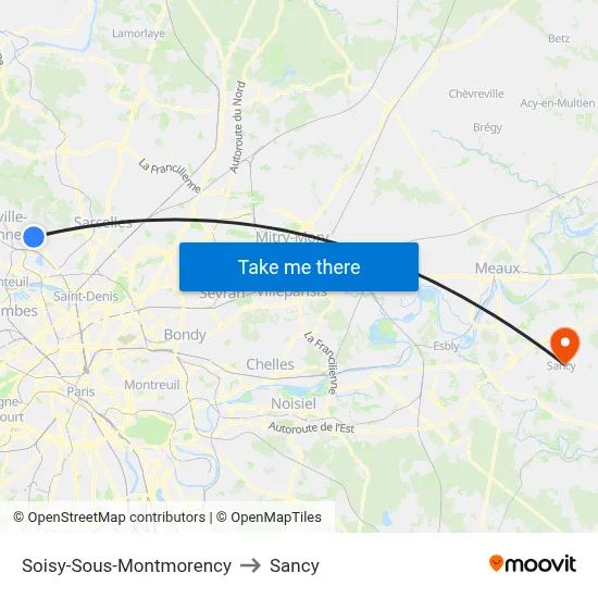 Soisy-Sous-Montmorency to Sancy map