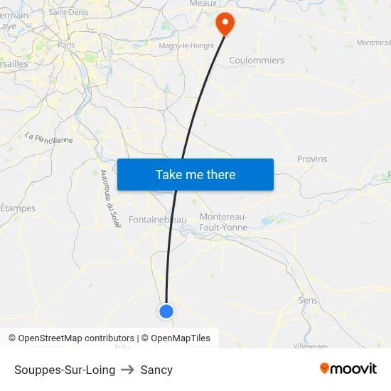 Souppes-Sur-Loing to Sancy map