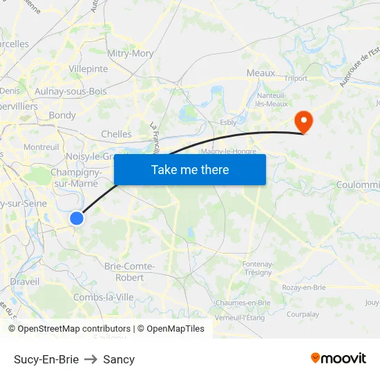 Sucy-En-Brie to Sancy map
